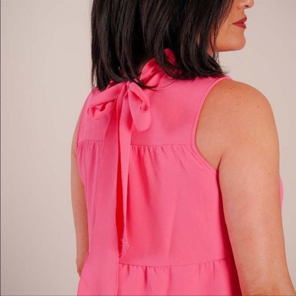 NWT Mud Pie Pink Bow Neck Dress. Size Small - Picture 4 of 11